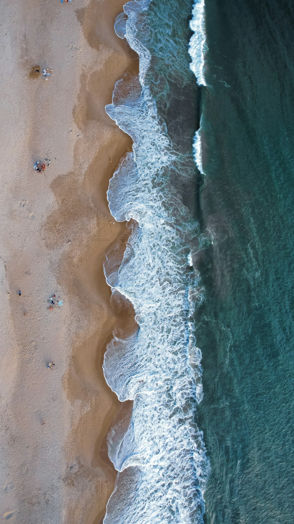 an aerial view of a beach and ocean