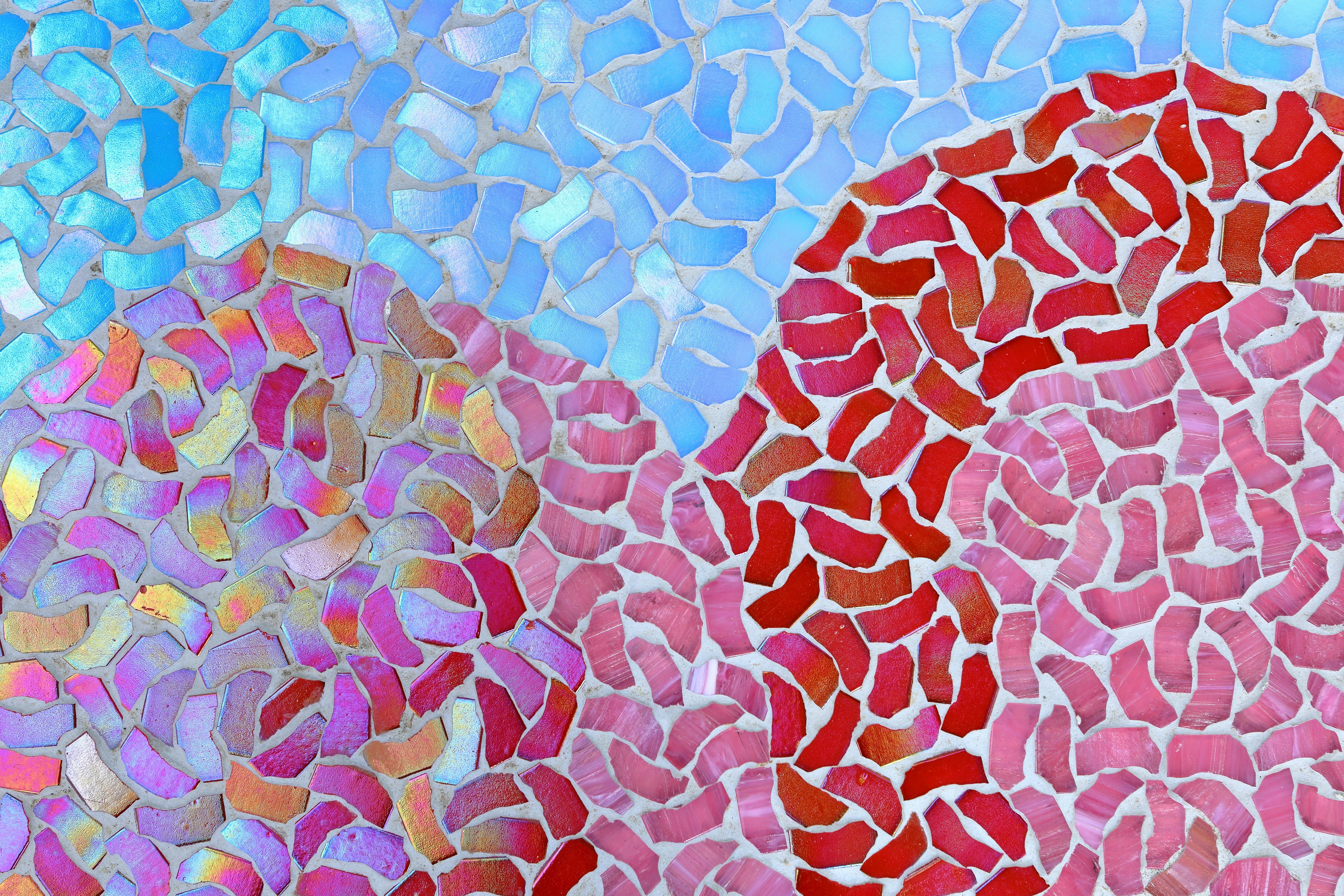 a painting of a red and a blue mosaic