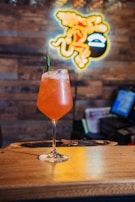 A vibrant cocktail served at urban chill restaurant.