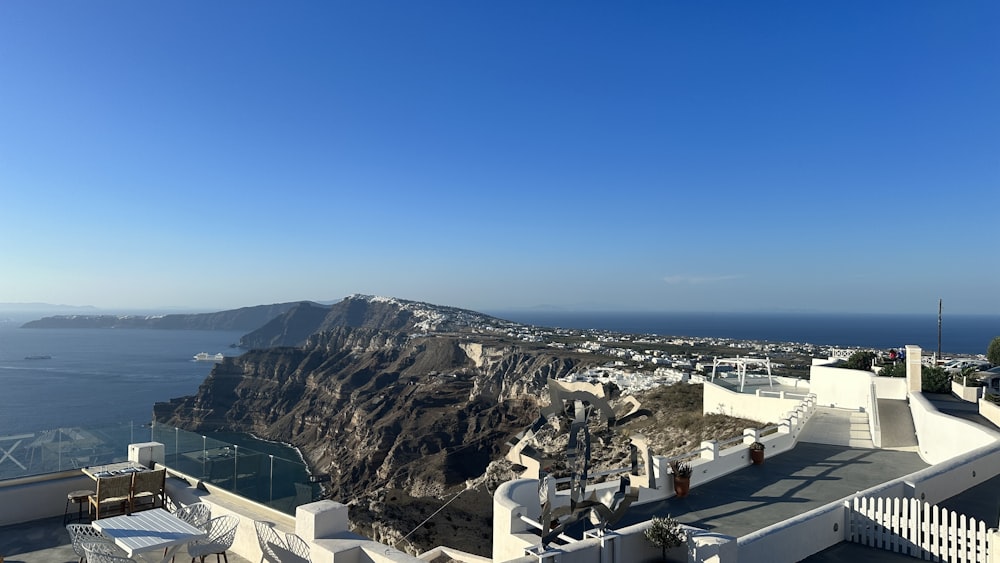 a view of the ocean from the roof of a building