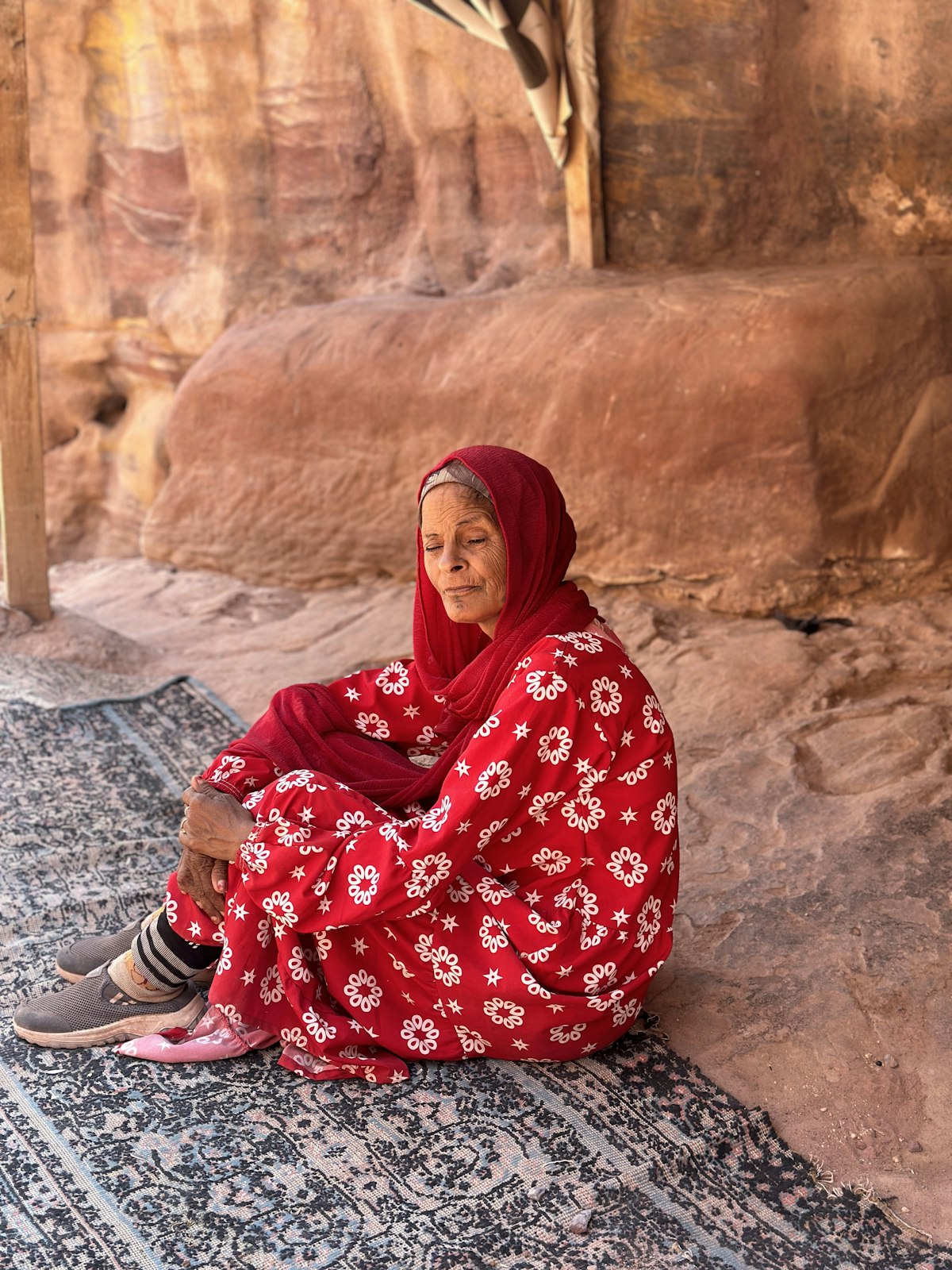 Jordan October — Wadi Rum red desert with ancient sandstone formations in perfect autumn afternoon light