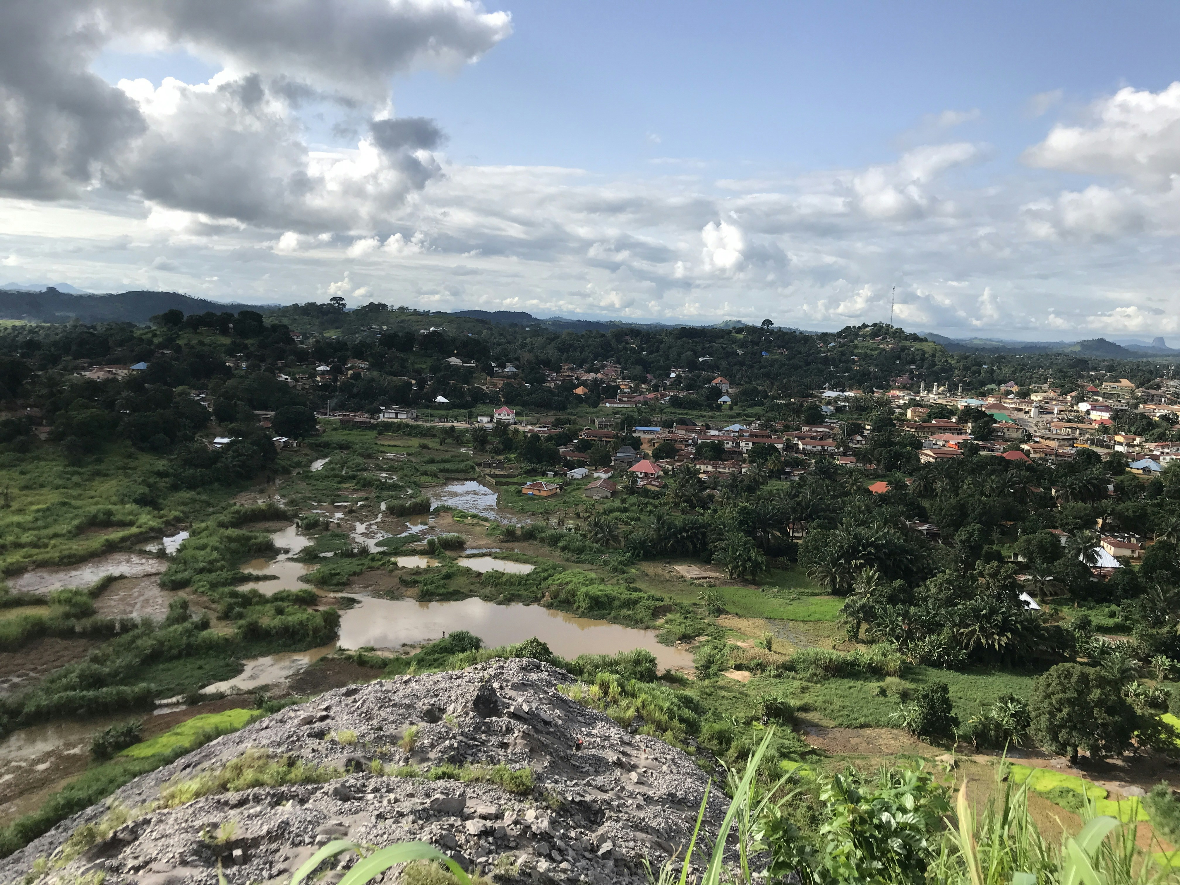 a view of a small town from a hill