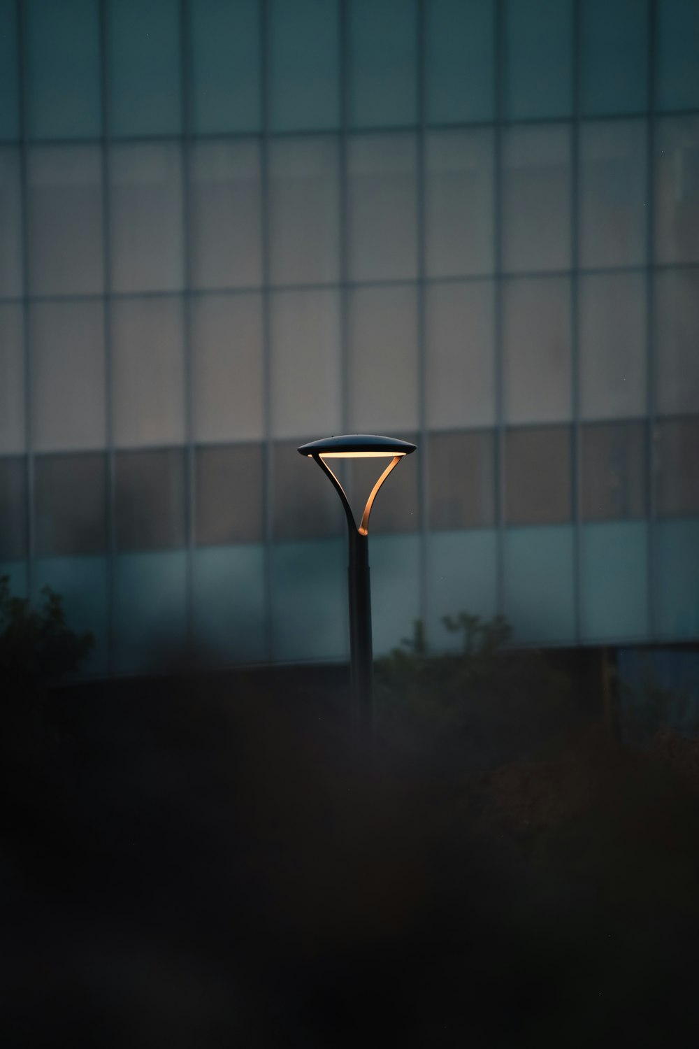 a street light in front of a building