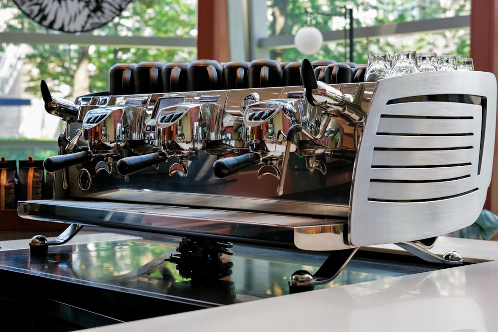 a coffee machine sitting on top of a counter