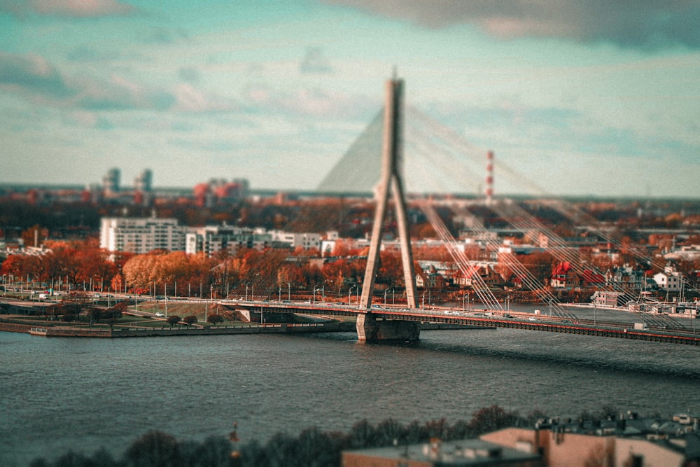 a view of a bridge over a body of water