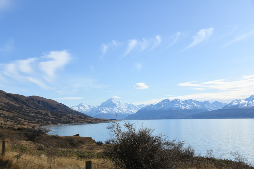 a large body of water surrounded by mountains