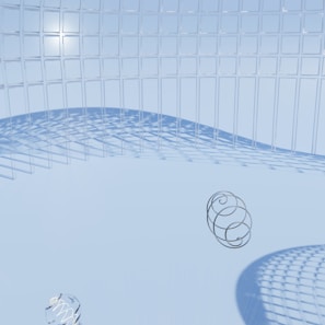 an abstract image of a ball in the middle of a room