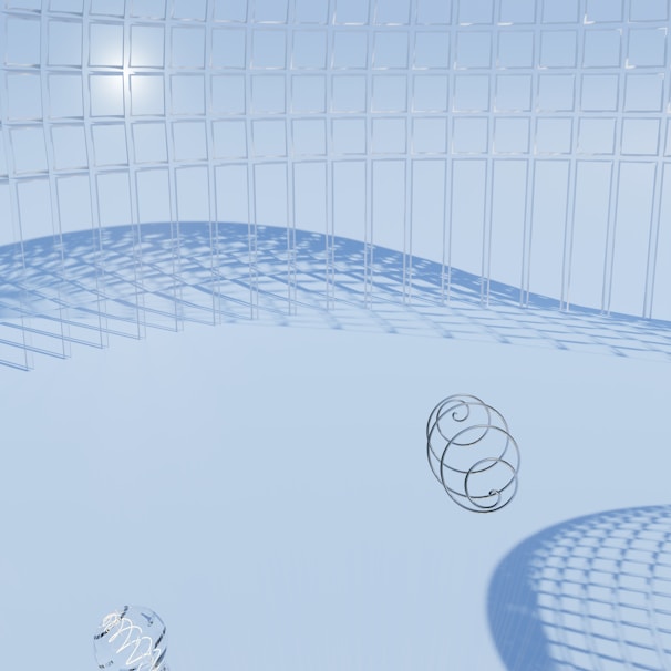 A serene puzzle game level featuring calming blue tones and intricate geometric shapes