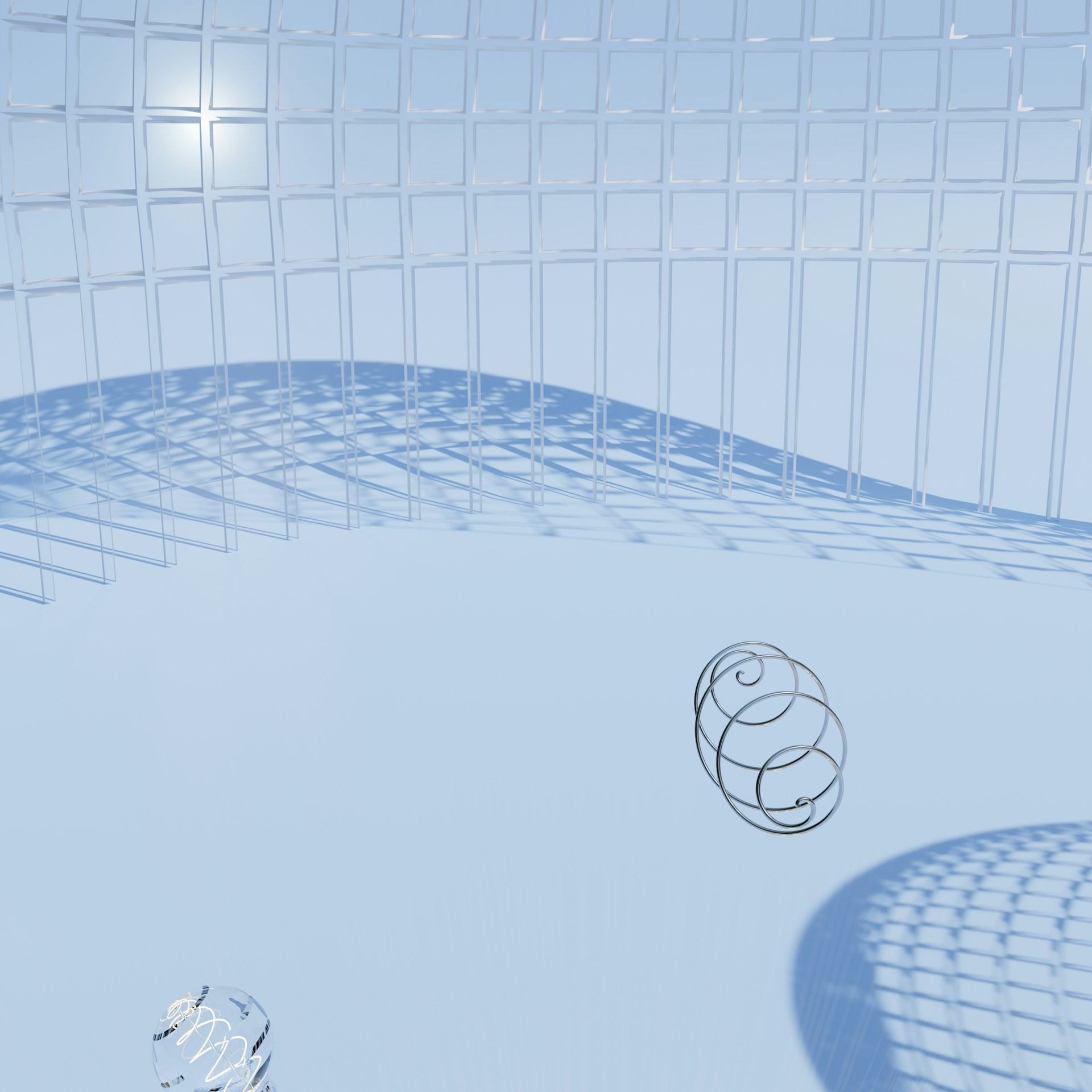 an abstract image of a ball in the middle of a room