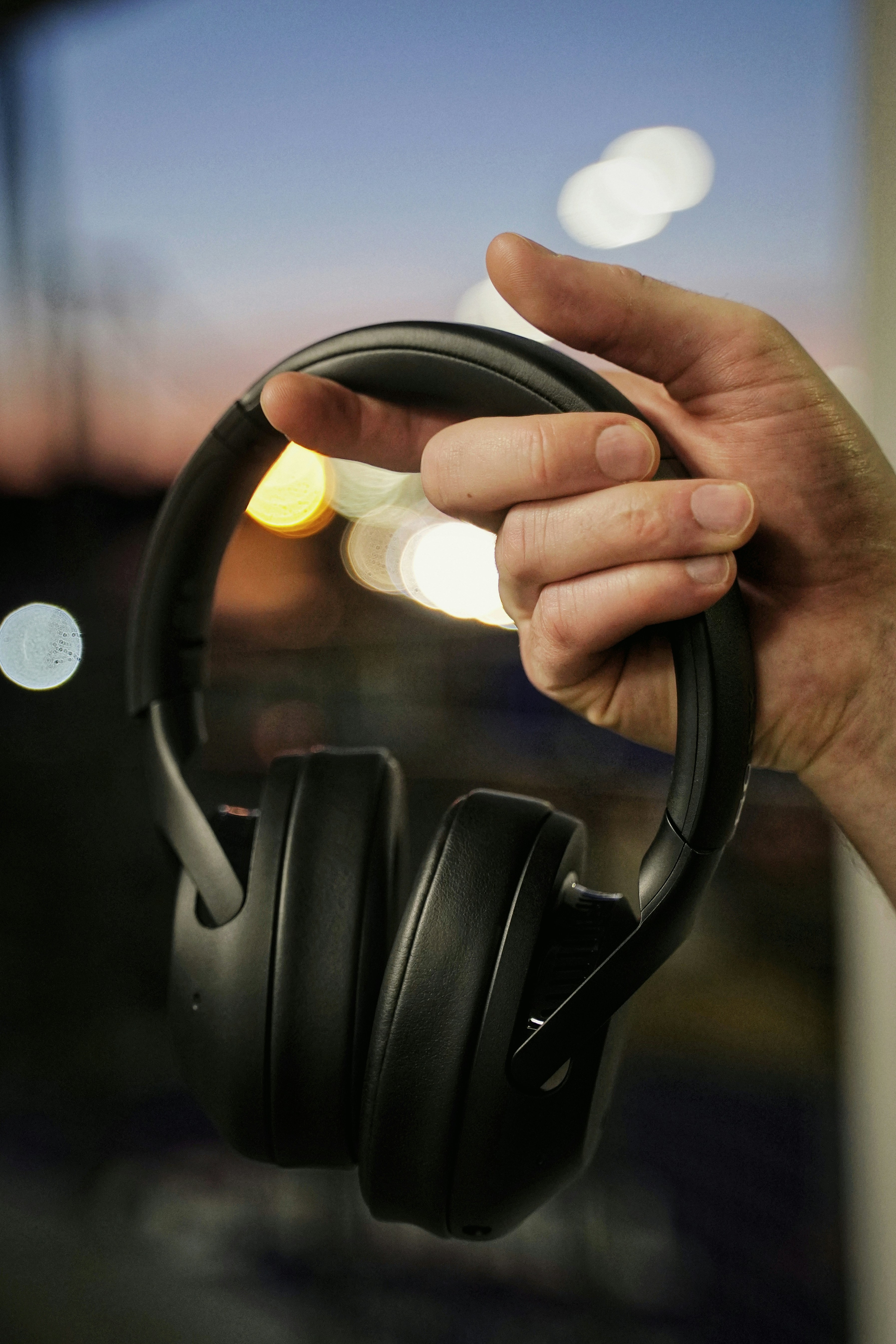 Headphones on a soft background.