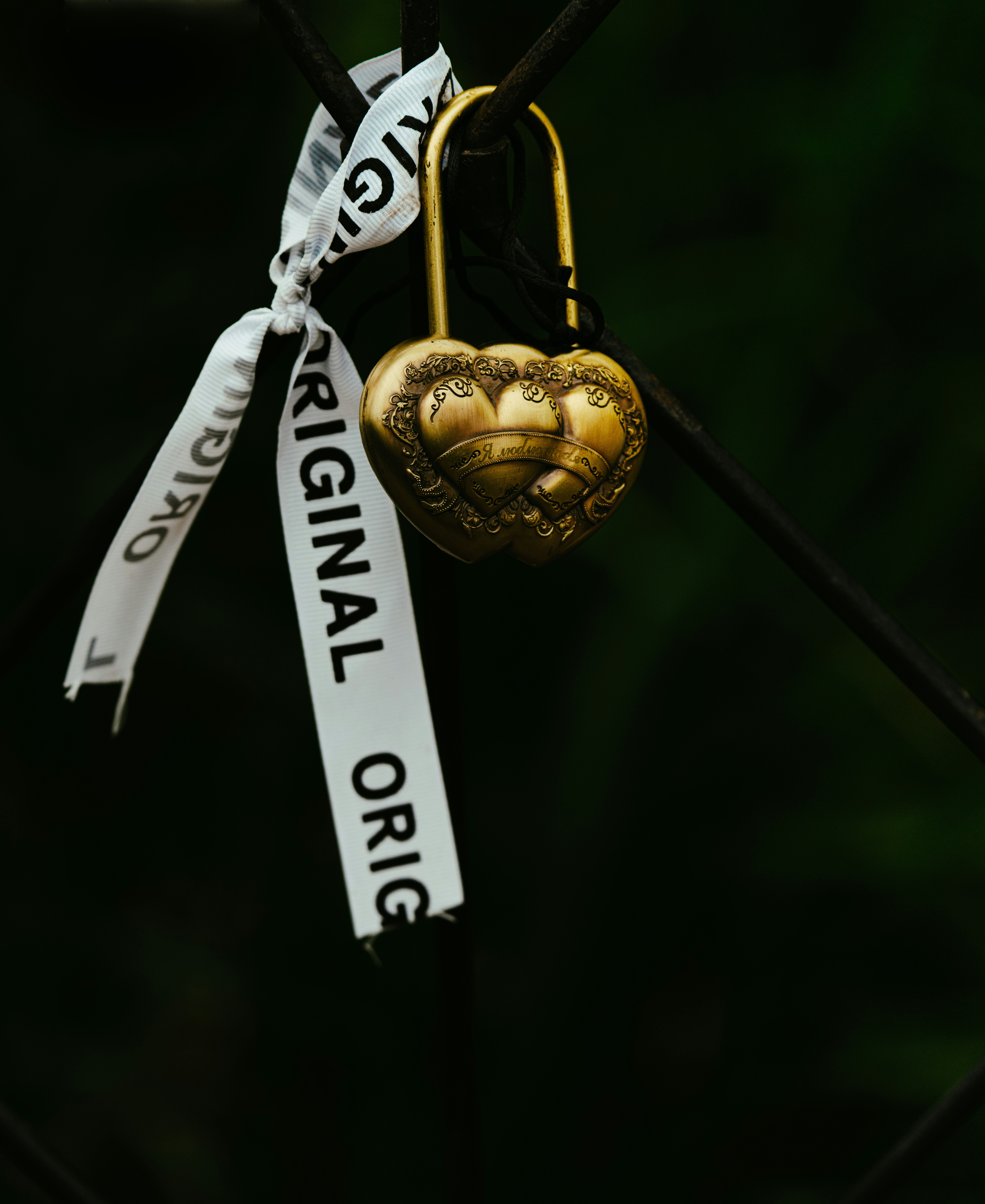 A heart shaped lock with a ribbon attached to it photo – Free Wedding ...