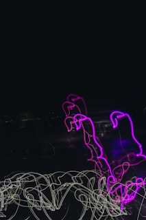 Abstract light trails in synthwave colors evoking the pulse of electronic music