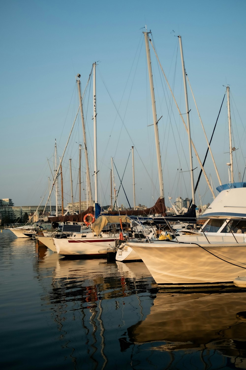 a group of boats that are sitting in the water