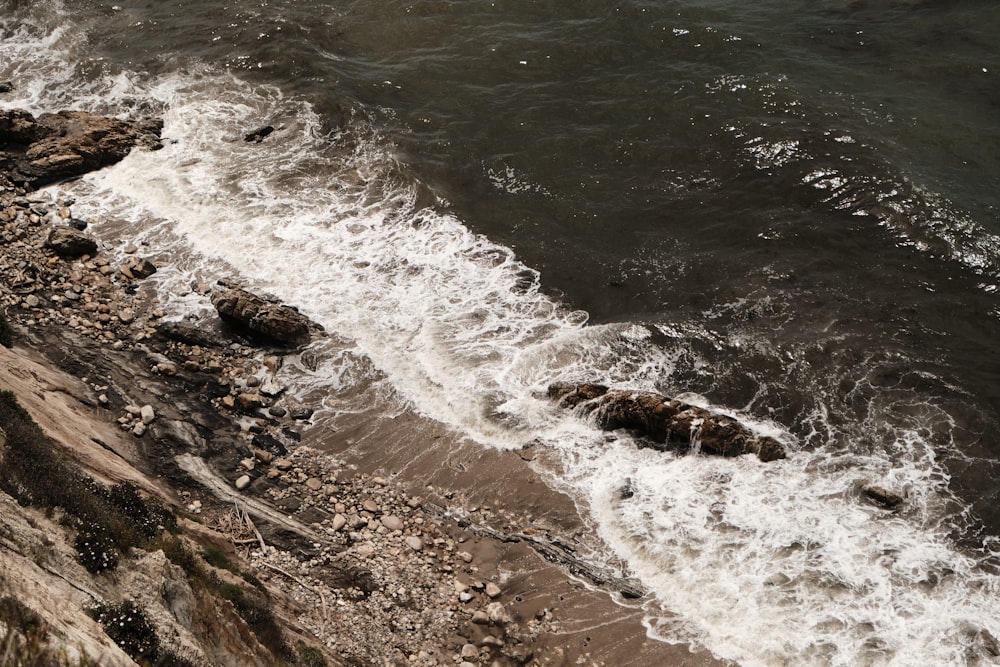 a view of a body of water from above