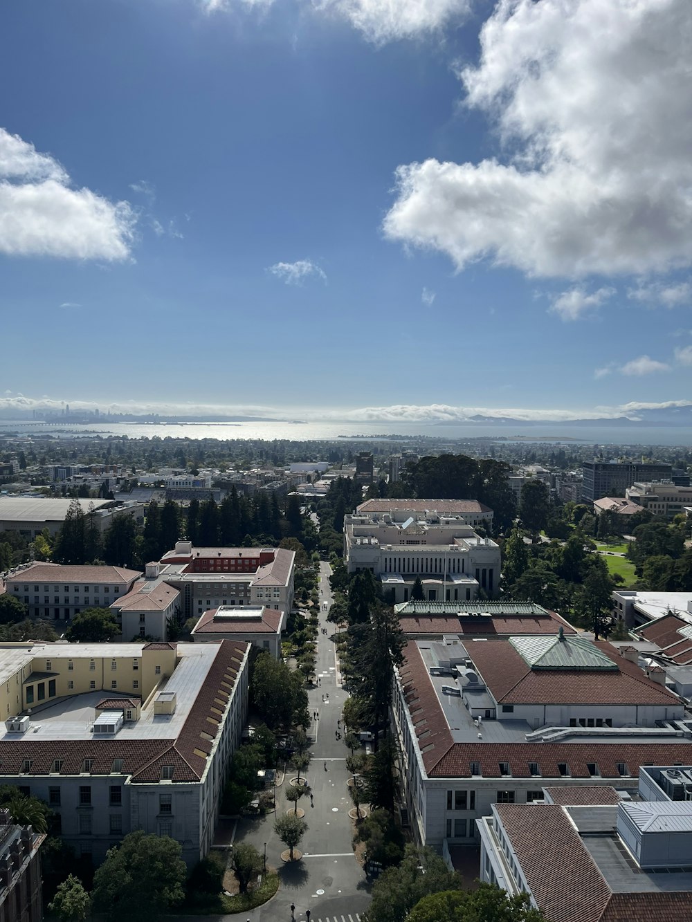 a view of a city from the top of a building