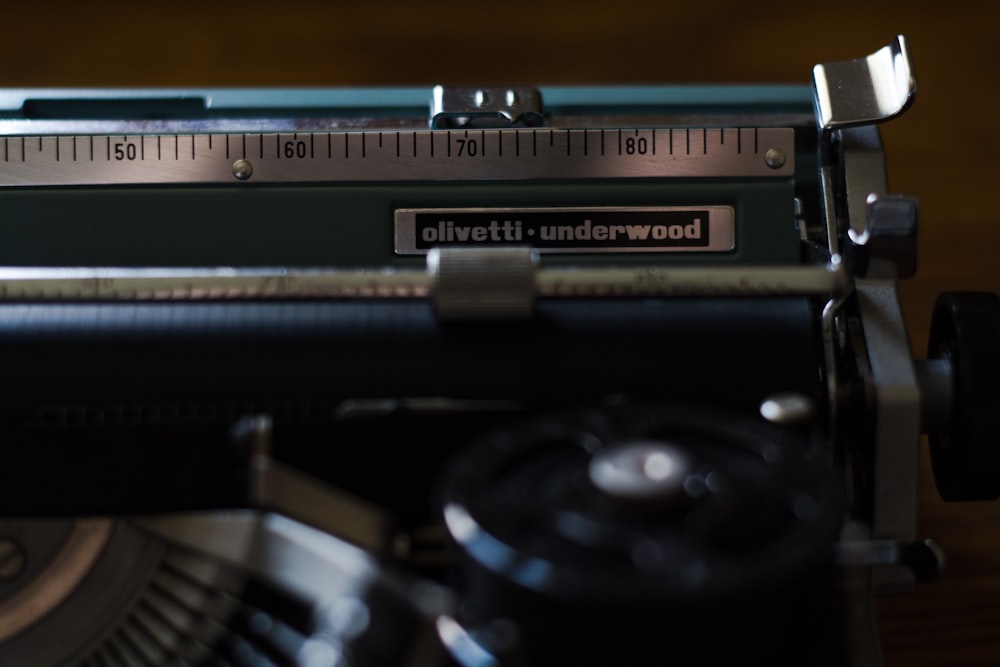 a close up of an old fashioned typewriter