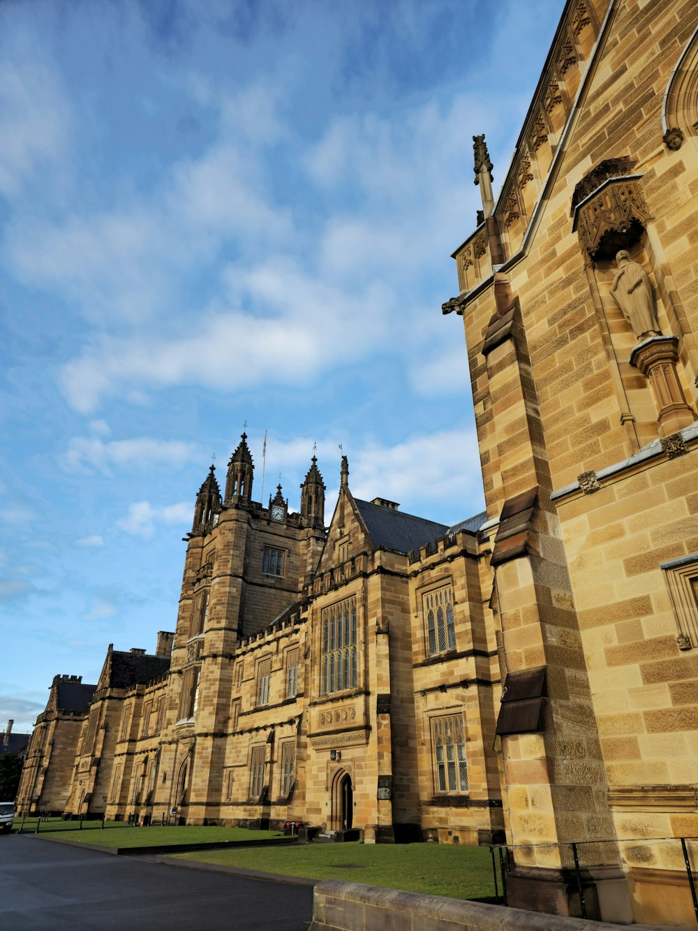 a large stone building with a clock tower