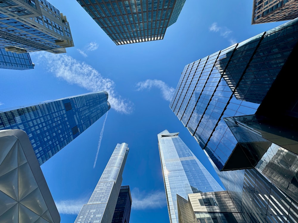 a group of tall buildings in a city