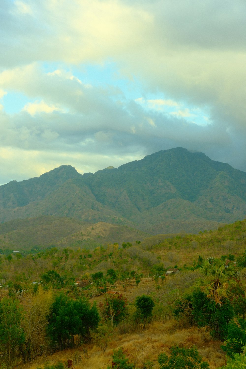 a view of a mountain range from a distance