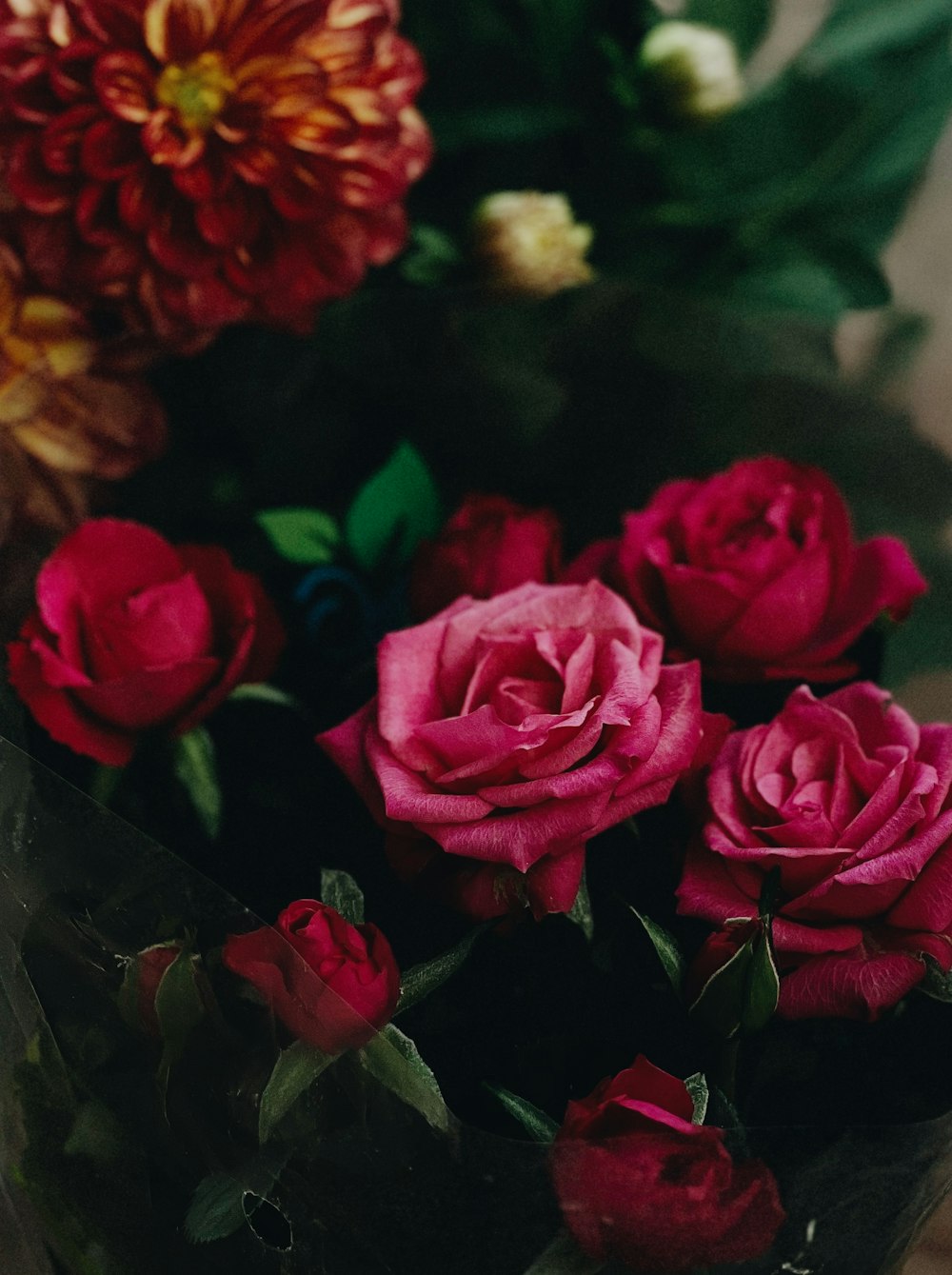 a bunch of red roses sitting in a vase