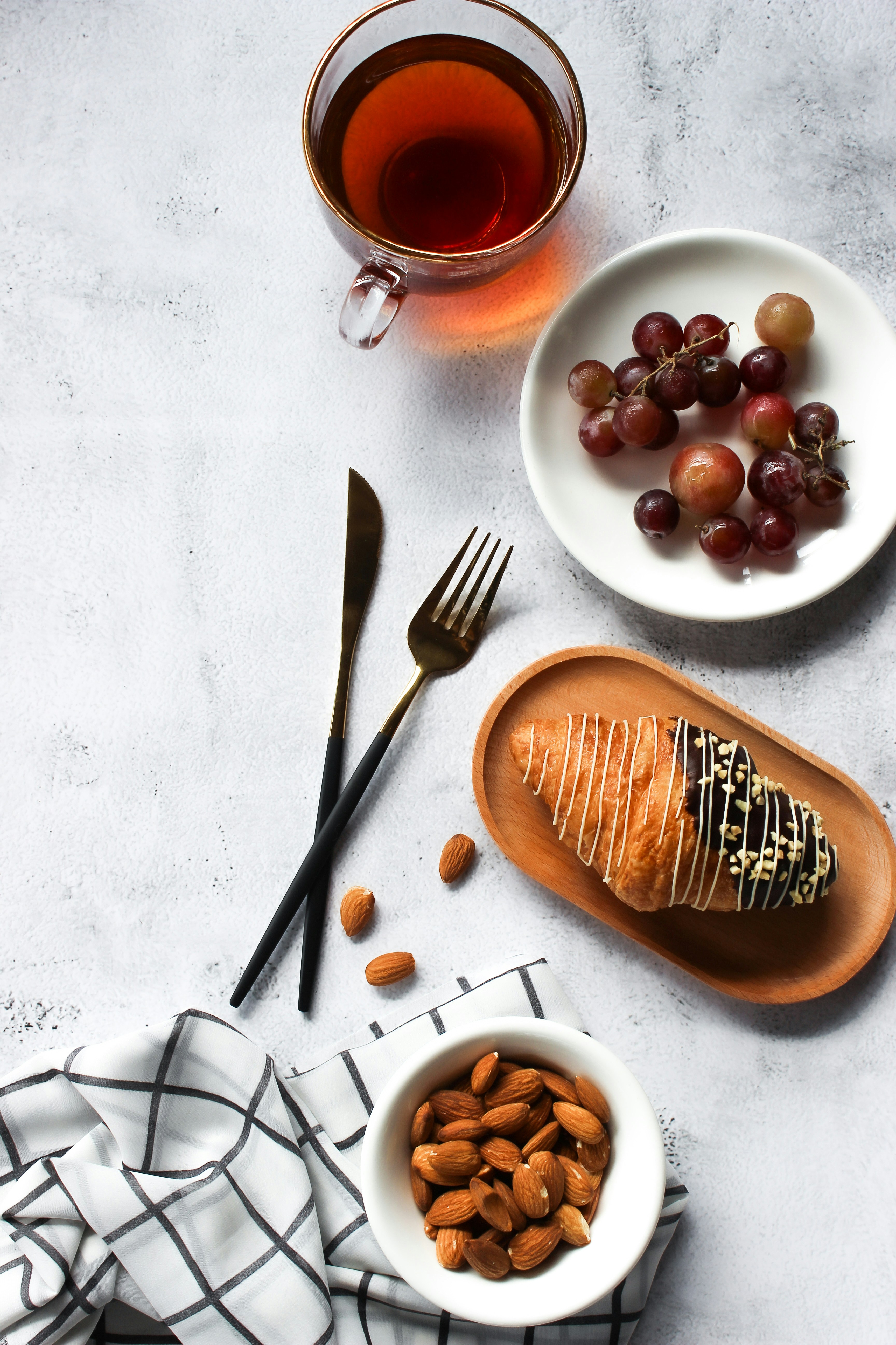 Food flatlay with white background