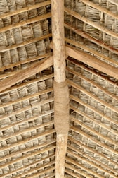 Close-up of hands building a sturdy shelter frame using natural materials.