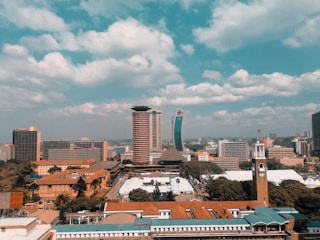 a view of a city with tall buildings