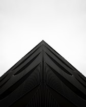 a black and white photo of the top of a building