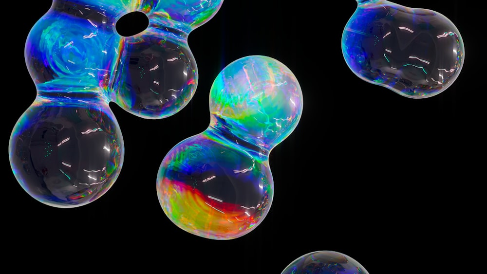 a group of soap bubbles floating in the air