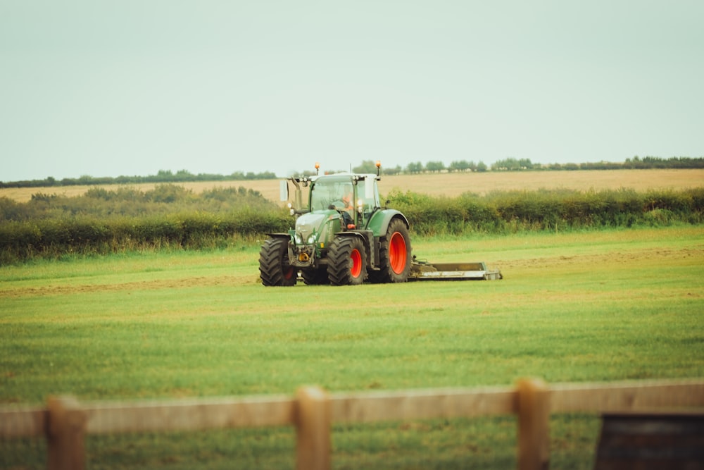 a tractor is parked in the middle of a field
