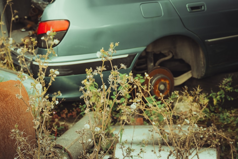 a car that is sitting in the grass