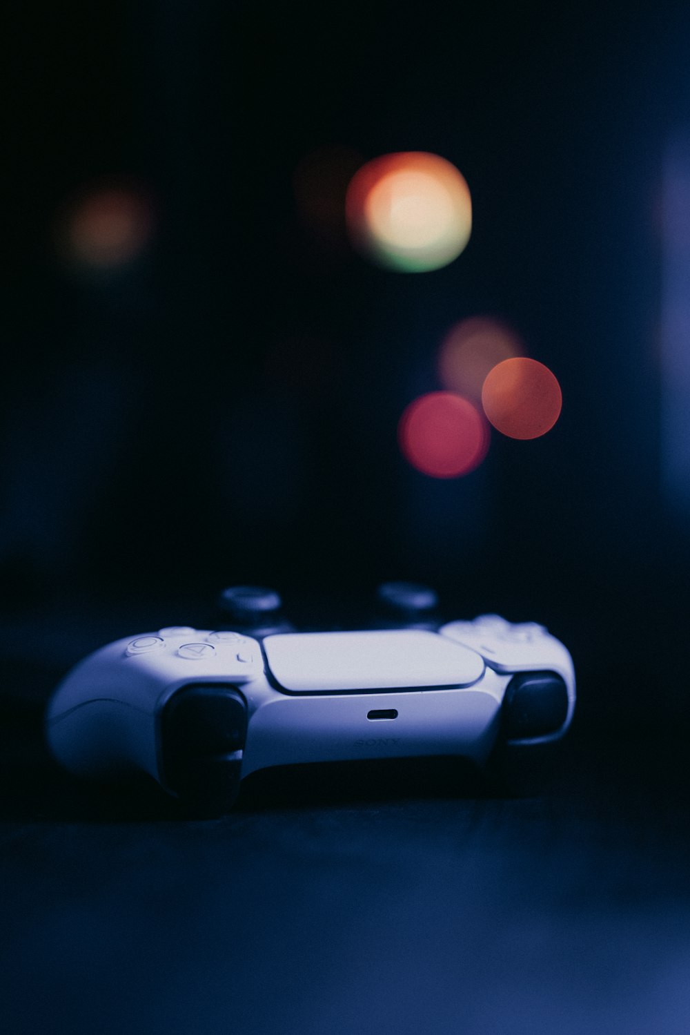 a video game controller sitting on top of a table