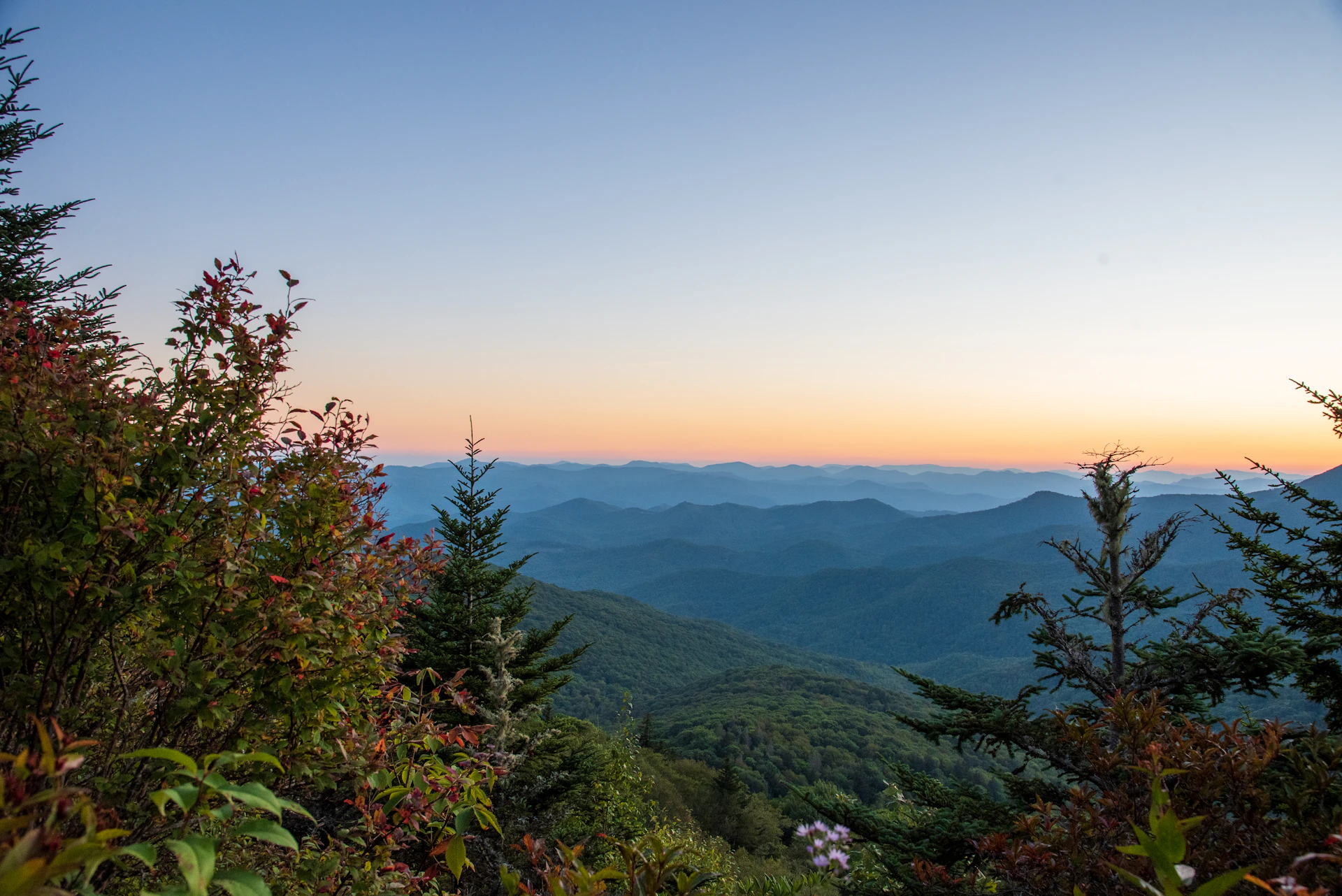a view of the mountains from the top of a hill