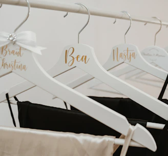 Delicate personalized name tags with charming designs, ready to add a special touch.