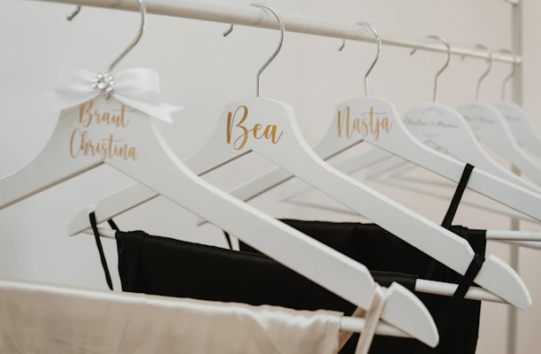 Delicate personalized name tags with charming designs, ready to add a special touch.