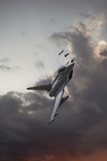 An intense action shot featuring a spaceship launching through a stormy sky.