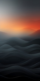 Abstract dark waves blending into a calm horizon, representing transformation.