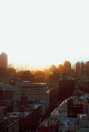 Elegant Houston skyline at sunset with luxury homes in the foreground.