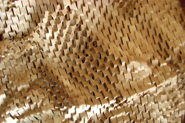 A close-up of intricate paper designs and textures.