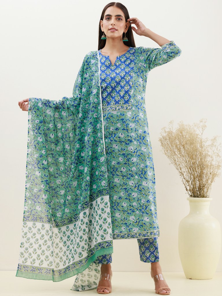 Floral Blue Kurti