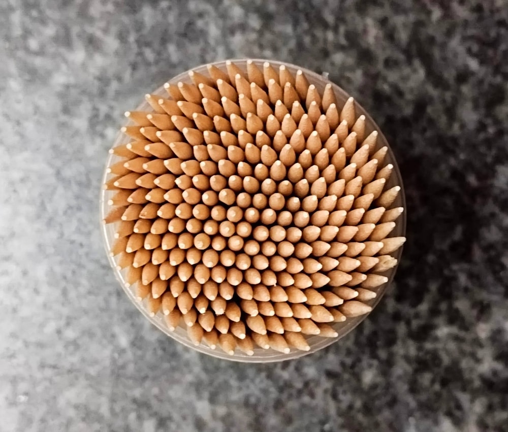 a close up of a round object on a table