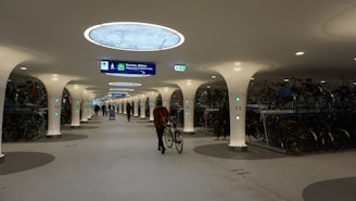 A spacious bike parking facility with ample space.