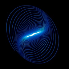 a blue spiral is shown in the dark