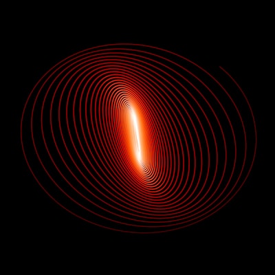 a black background with a red spiral in the center
