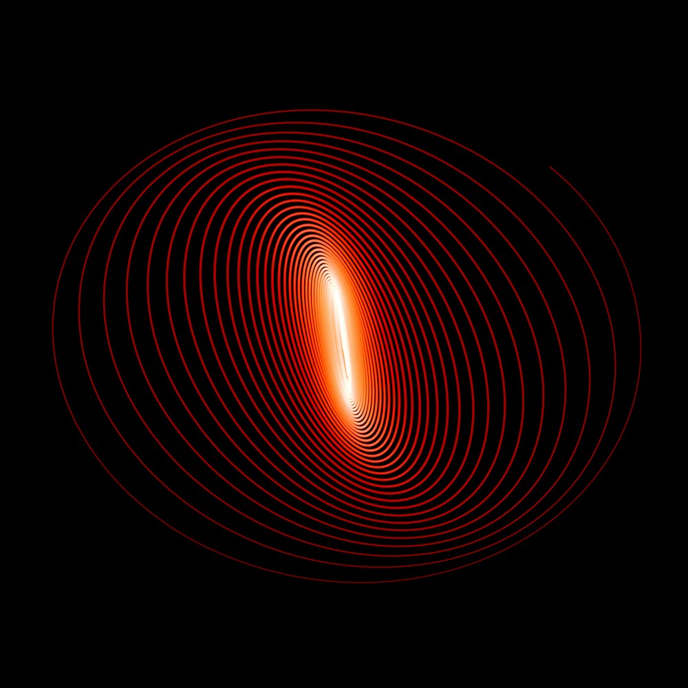 a black background with a red spiral in the center