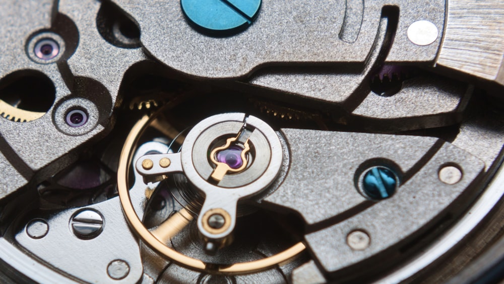a close up of the inside of a watch
