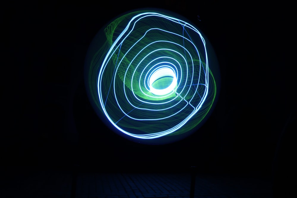 a blurry photo of a circular object in the dark