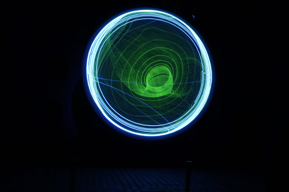a blurry photo of a circular object in the dark