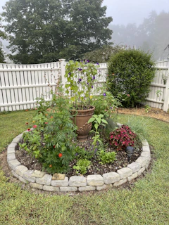 Decorative garden edging with intricate patterns adding charm to flower beds.