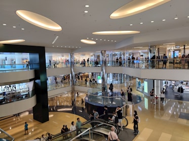 a mall filled with lots of people walking around